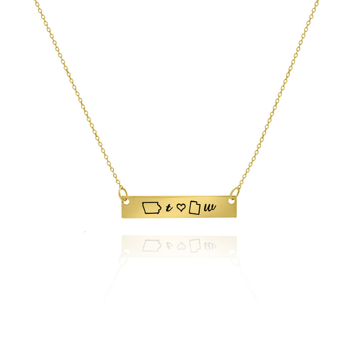 Two State Necklace – Long Distance Personalized Bar