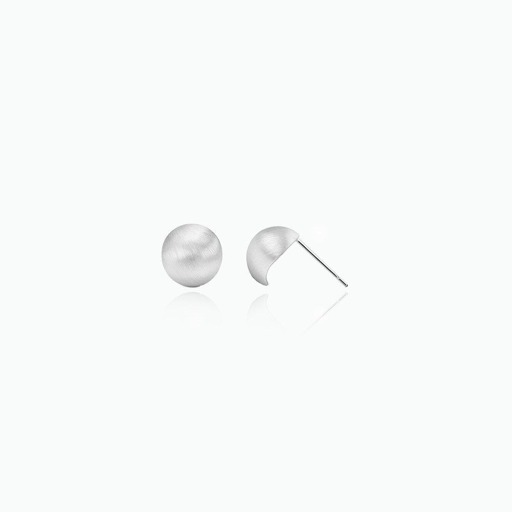 Pair of silver earrings on a white background