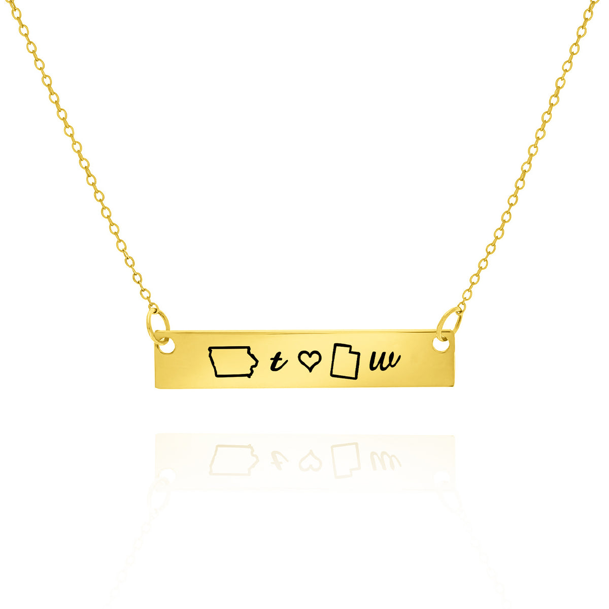 Two State Necklace – Long Distance Personalized Bar