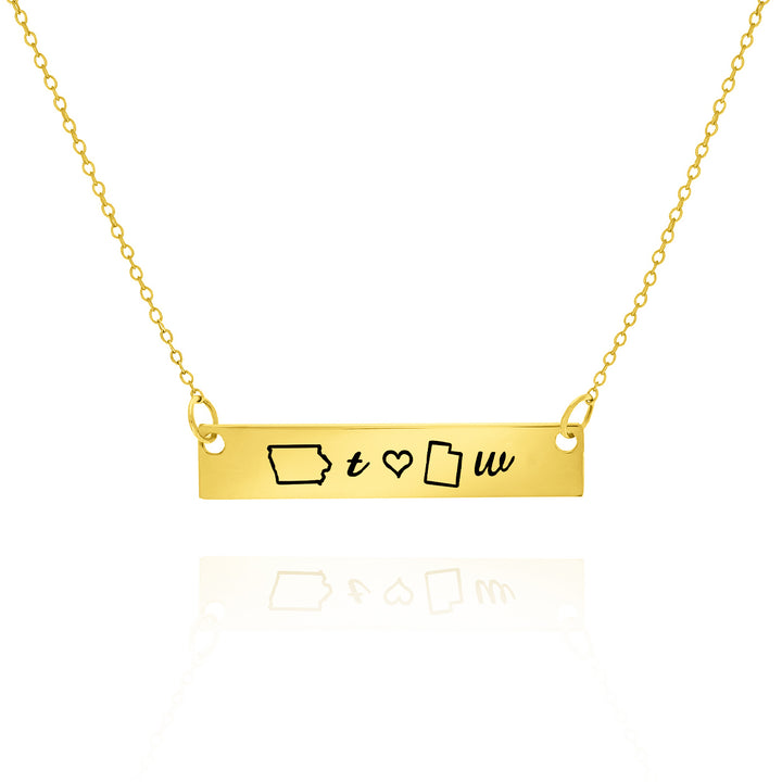 Two State Necklace – Long Distance Personalized Bar