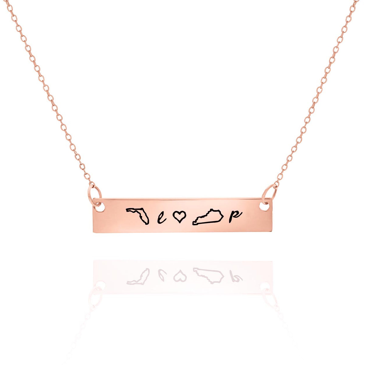 Two State Necklace – Long Distance Personalized Bar