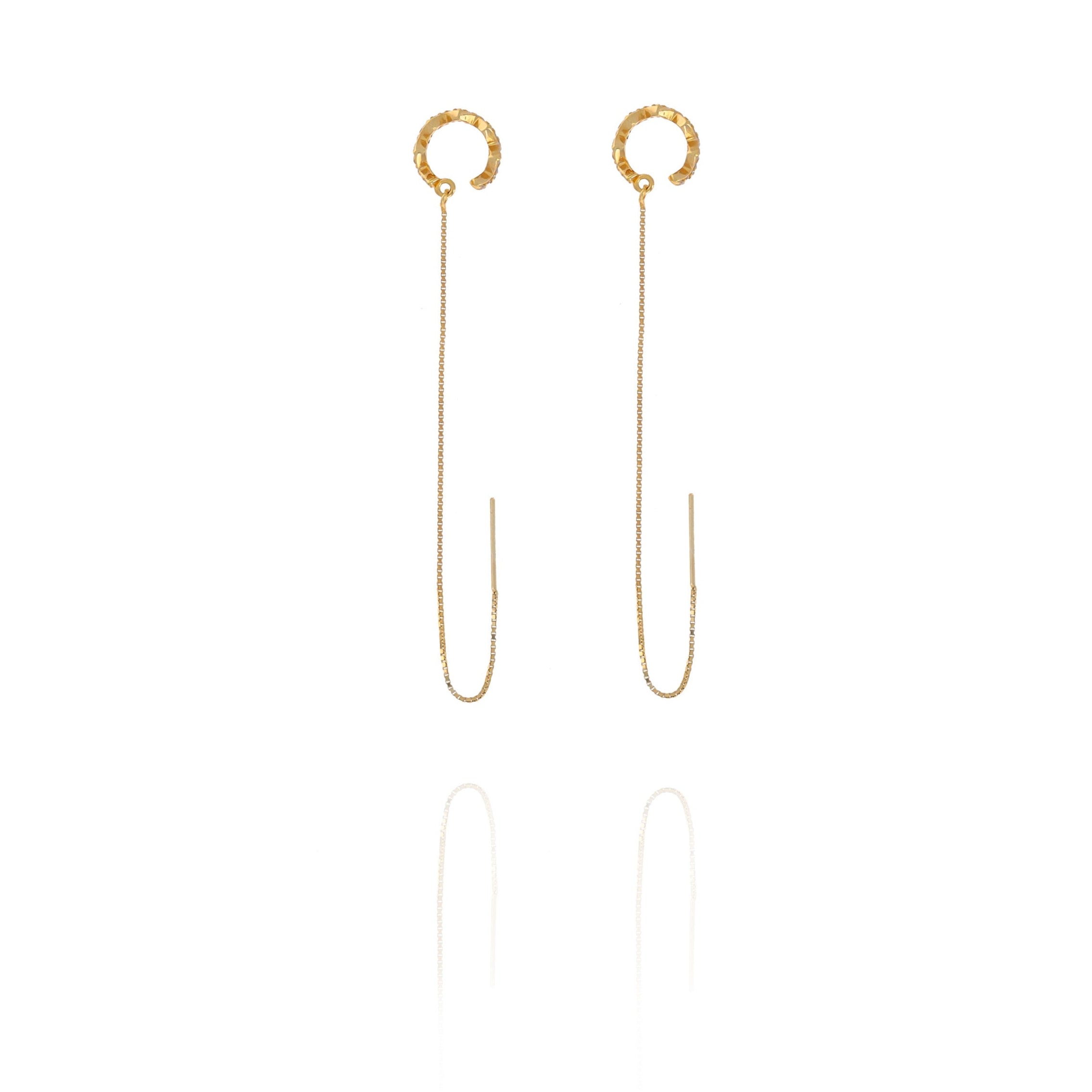 Ear Cuff with CZ diamond Chain Earrings