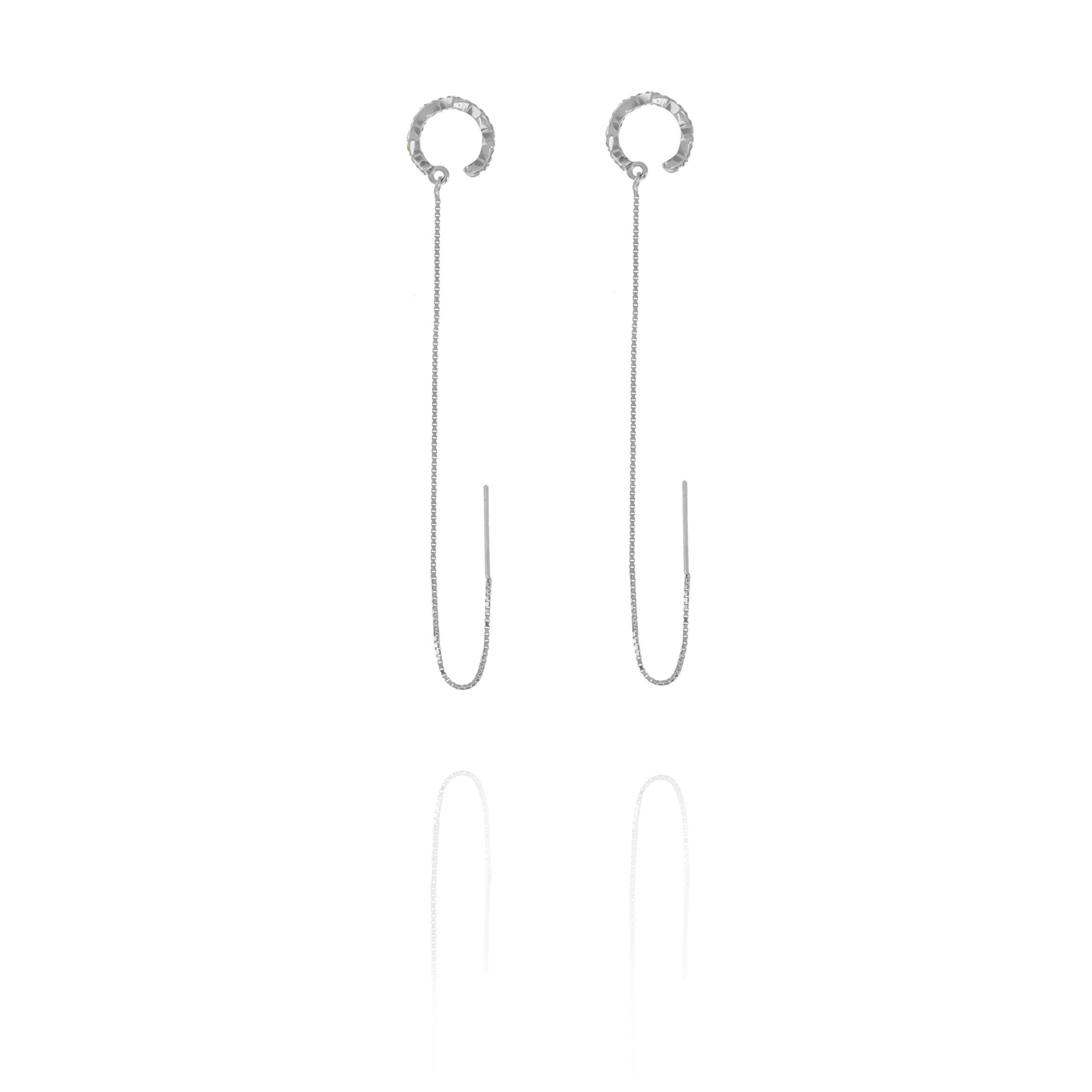 Ear Cuff with CZ diamond Chain Earrings
