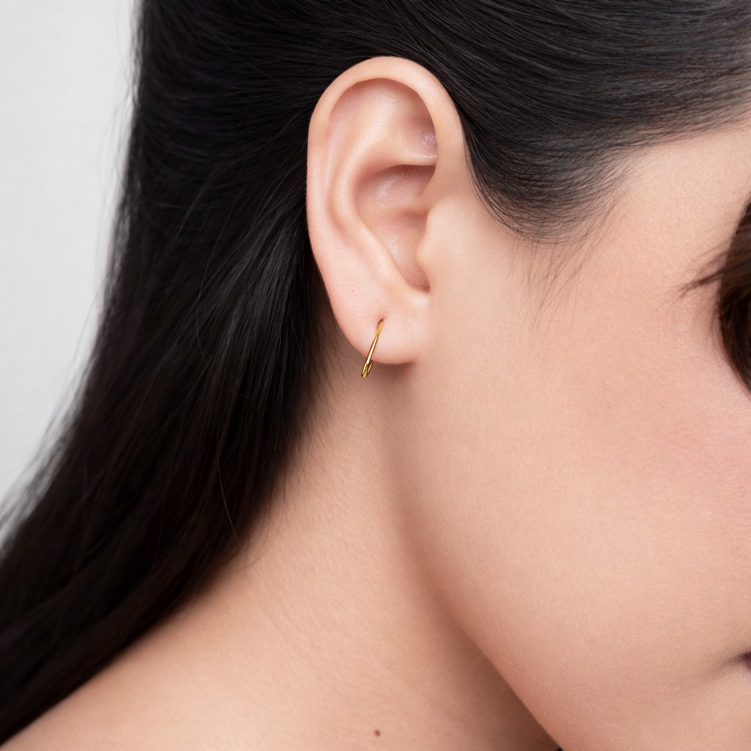 Sterling Silver Plain Huggie Hoop Earrings
