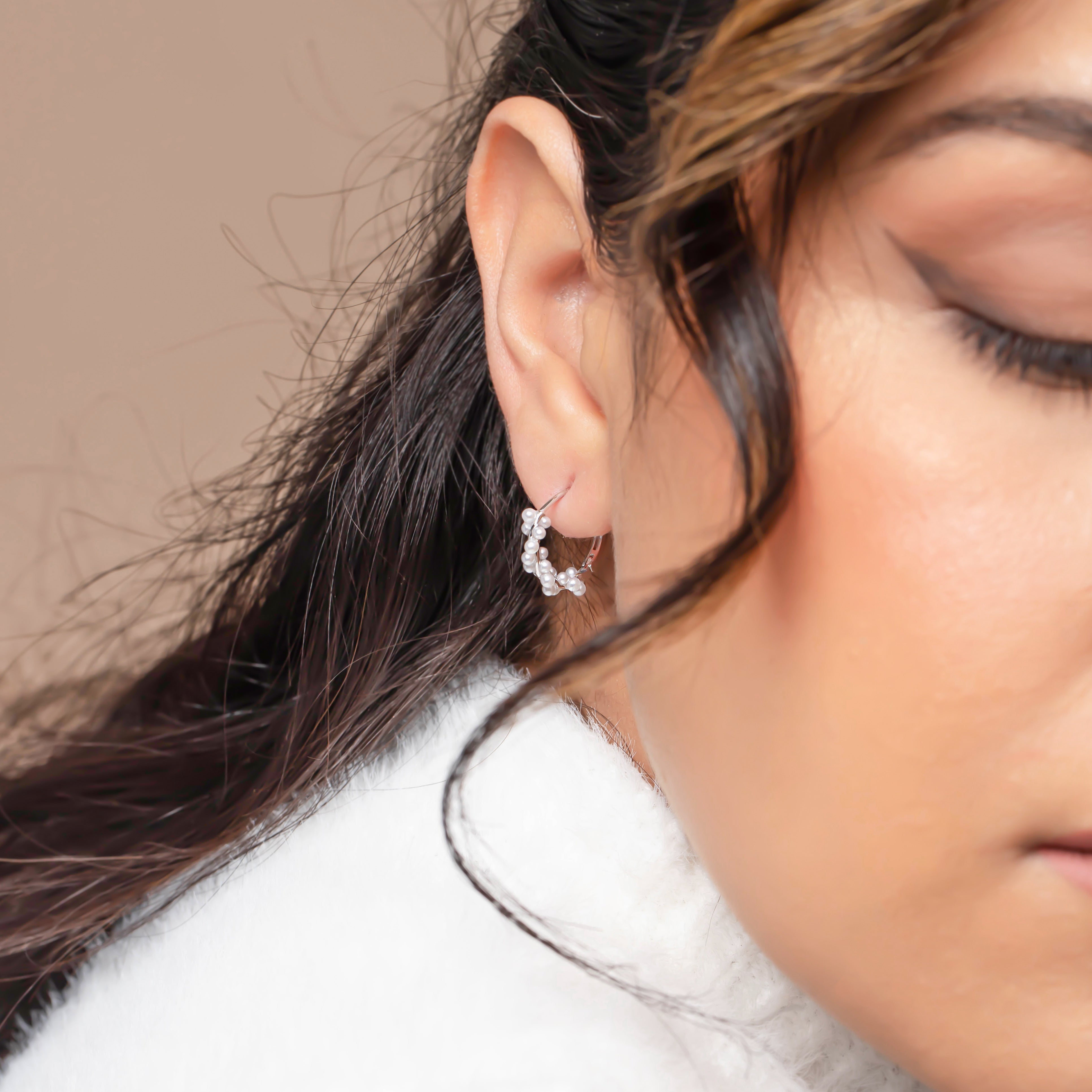 Classic Pearl Hoop Earrings – Polished & Timeless Gift for Her- S031