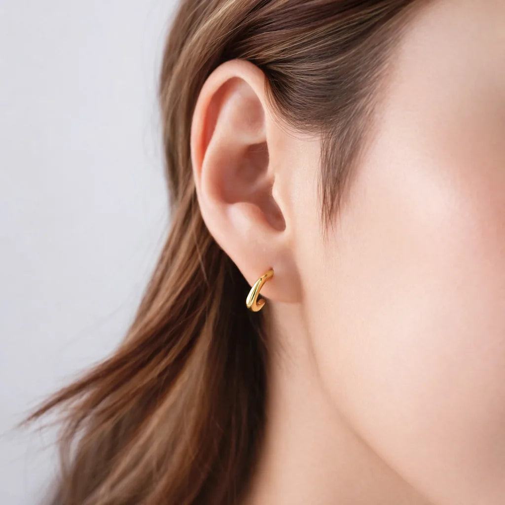 Sterling Silver Geometric Huggie Hoop Earrings