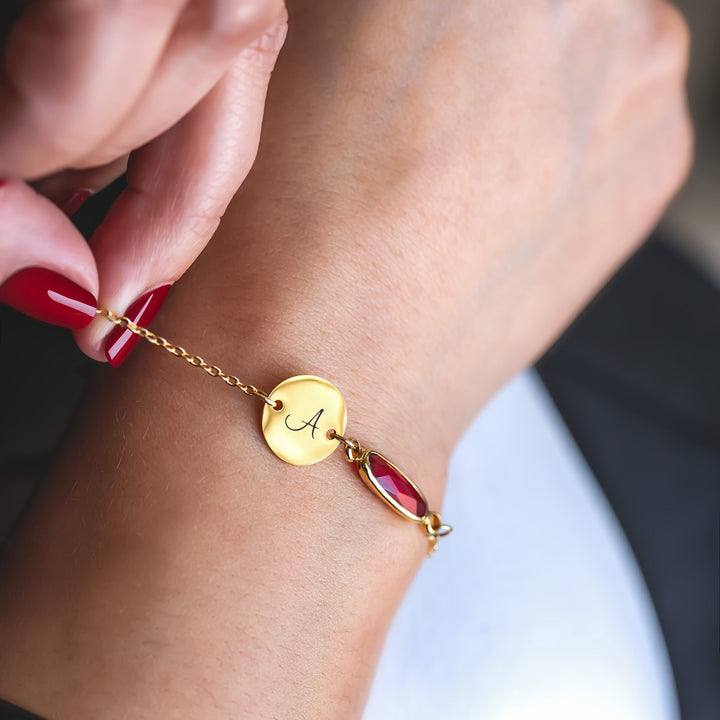 Personalized Birthstone & Initial Bracelet – Custom Friendship & Sisterhood Jewelry