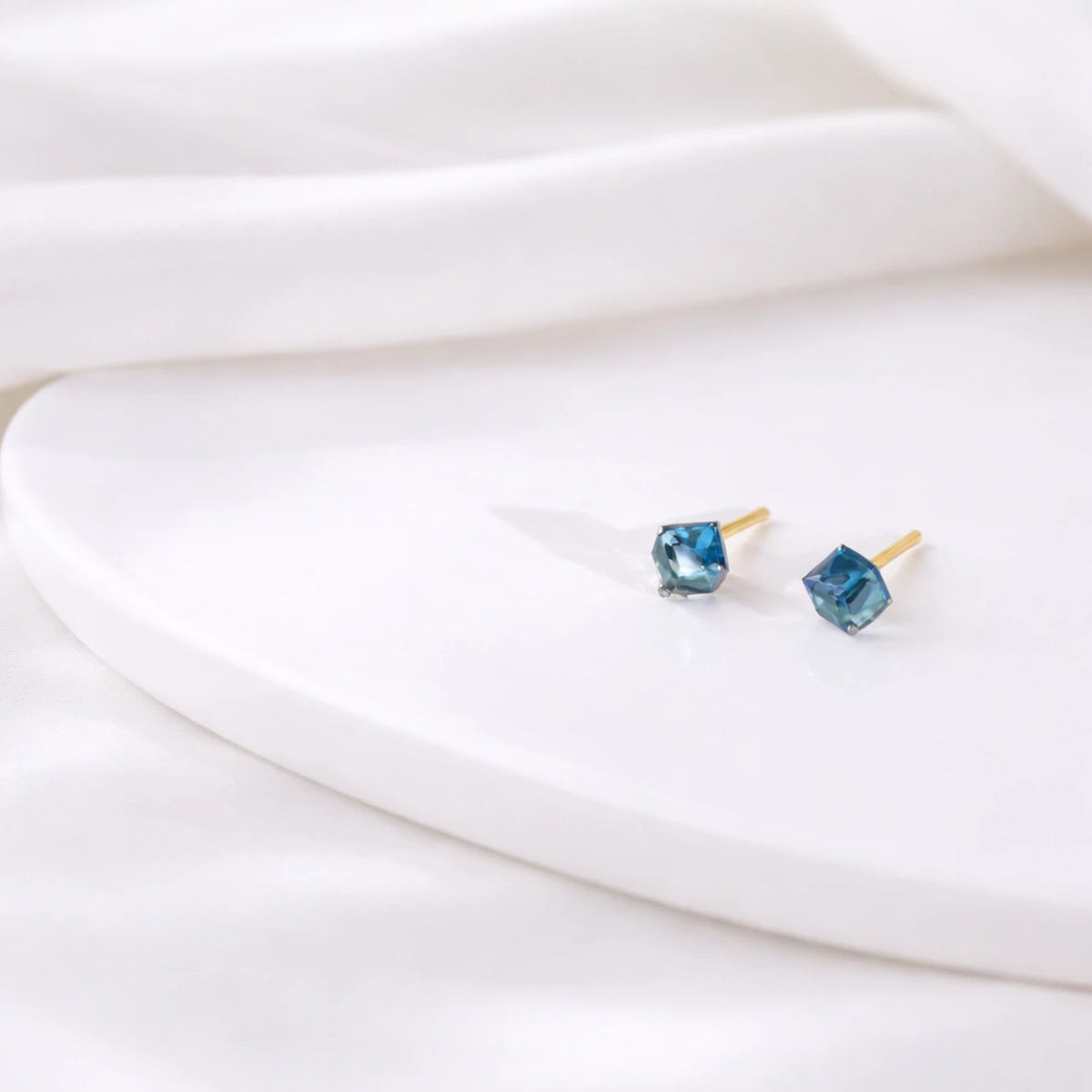 Sterling Silver Blue Opal Stud Earrings