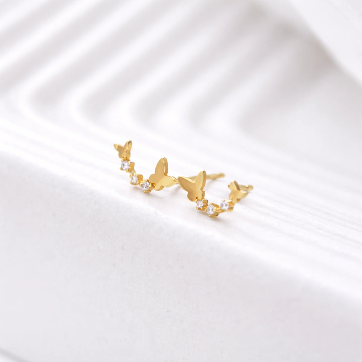 Butterfly CZ Stud Earrings in Sterling Silver