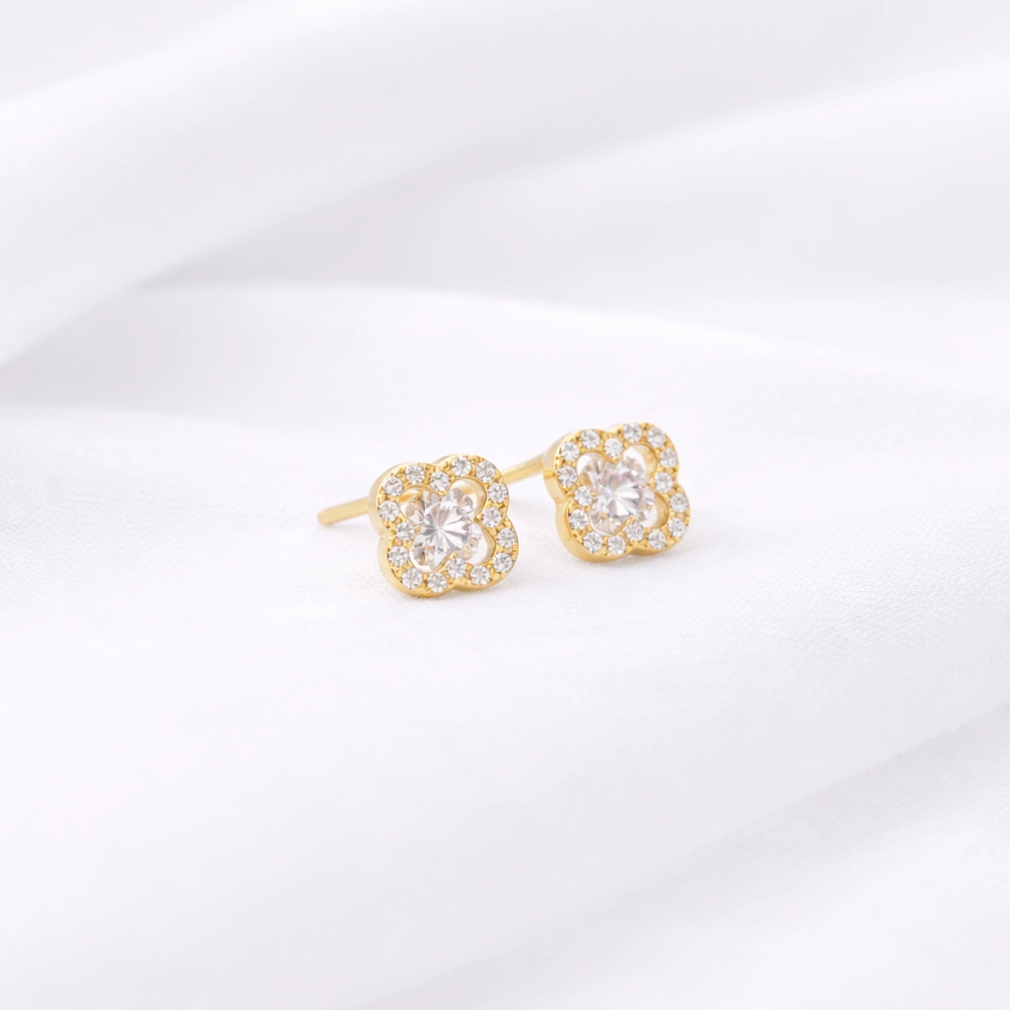 Halo CZ Stud Earrings in Sterling Silver