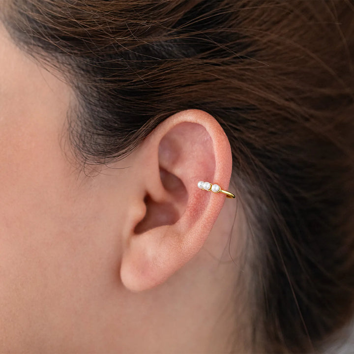 Gold Pearl Ear Cuff Earrings – No Piercing