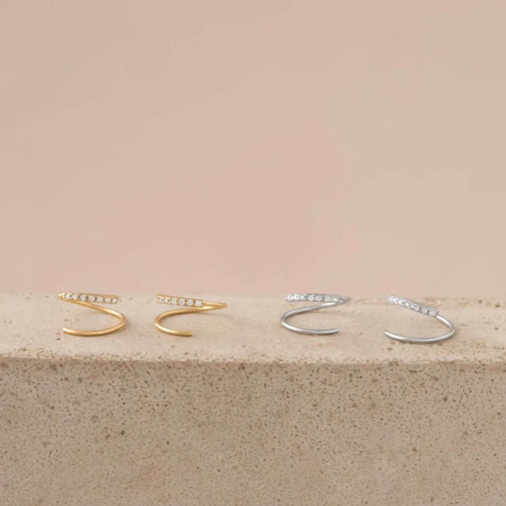 CZ Huggie Hoop Earrings in Sterling Silver