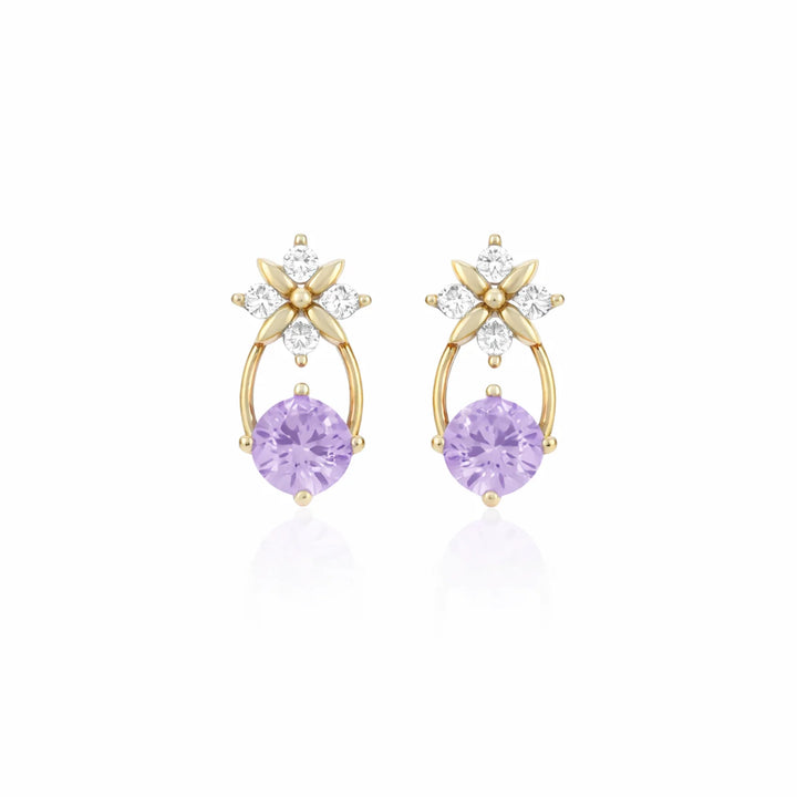 Sterling Silver Starburst Birthstone Dangle Earrings