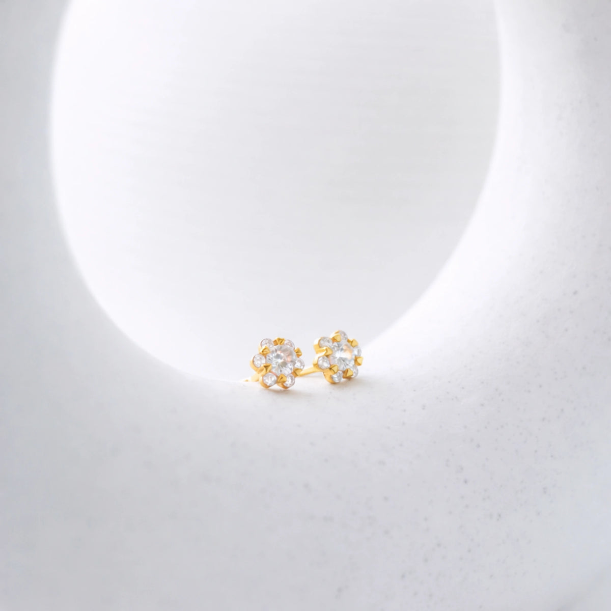 Sterling Silver CZ Halo Stud Earrings