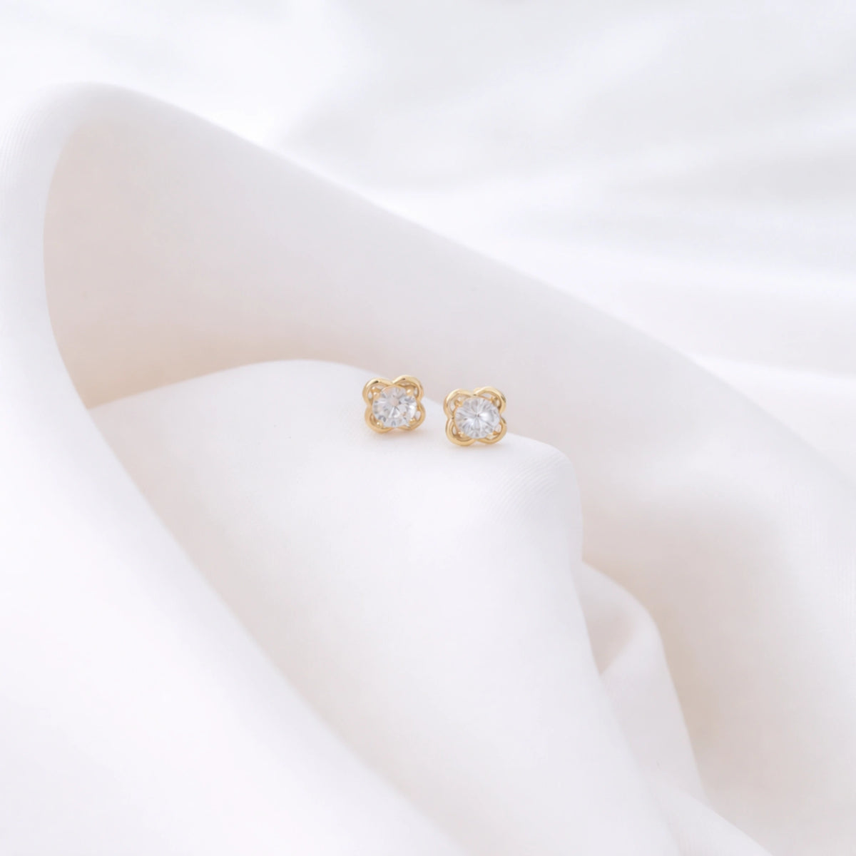 Minimalist CZ Stud Earrings in Sterling Silver