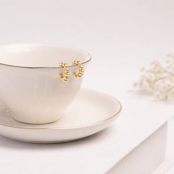 Lightweight Beaded Hoop Earrings .925 Sterling Silver