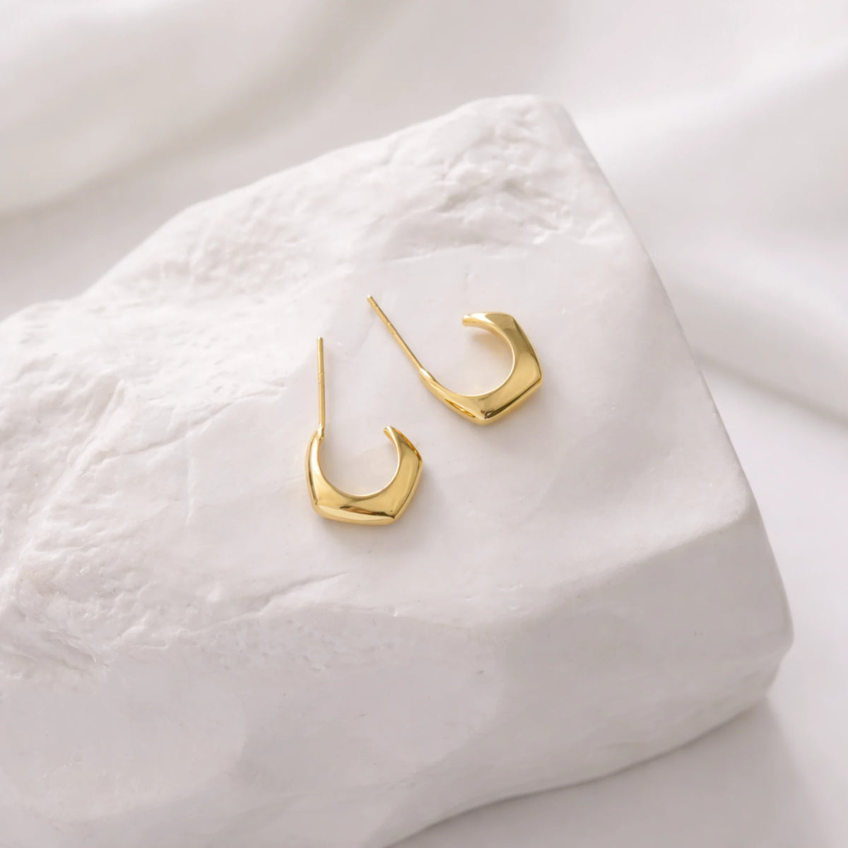 Sterling Silver Geometric Huggie Hoop Earrings