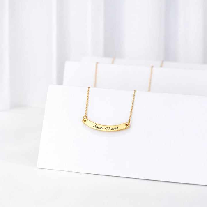 Custom Curved Bar Necklace – Personalized Name Jewelry