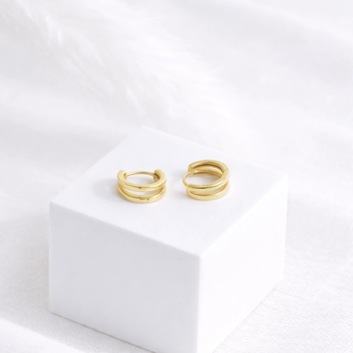Sterling Silver Double Hoop Huggie Earrings