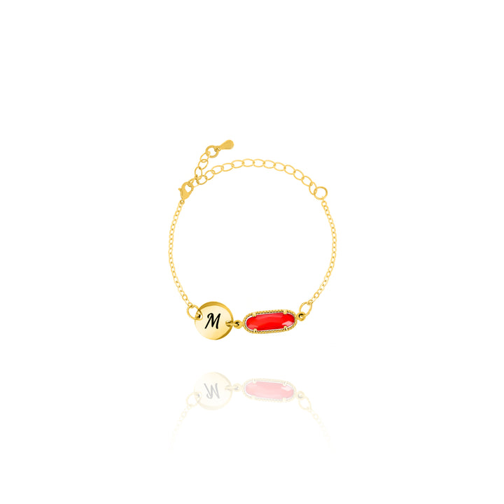 Personalized Birthstone & Initial Bracelet – Custom Jewelry Gift for Her- MDD12+ST10