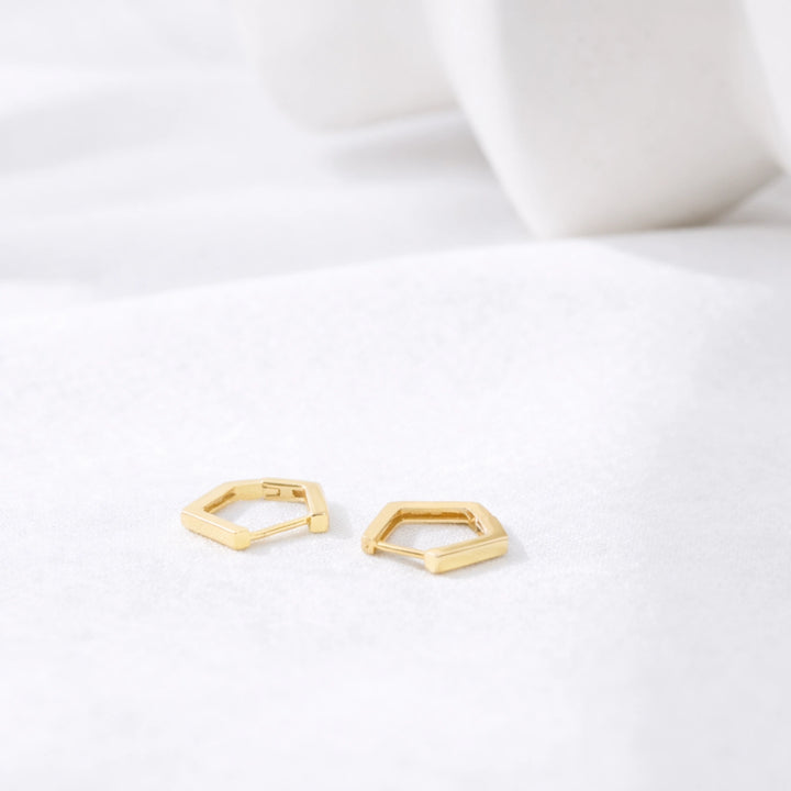 Geometric Huggie Hoop Earrings in Sterling Silver