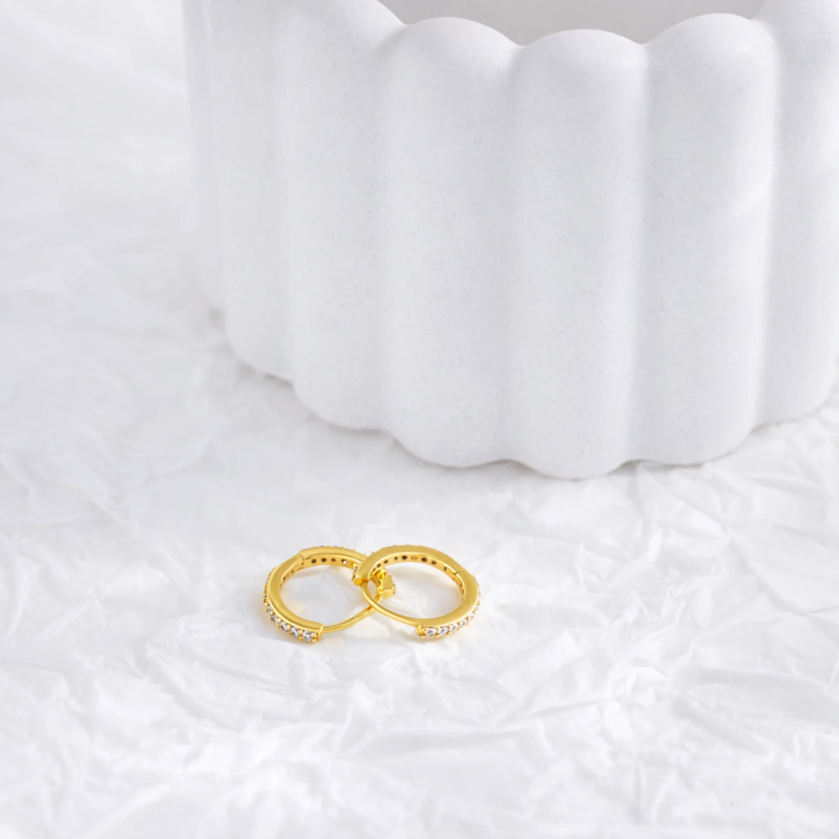 Sterling Silver CZ Huggie Hoop Earrings