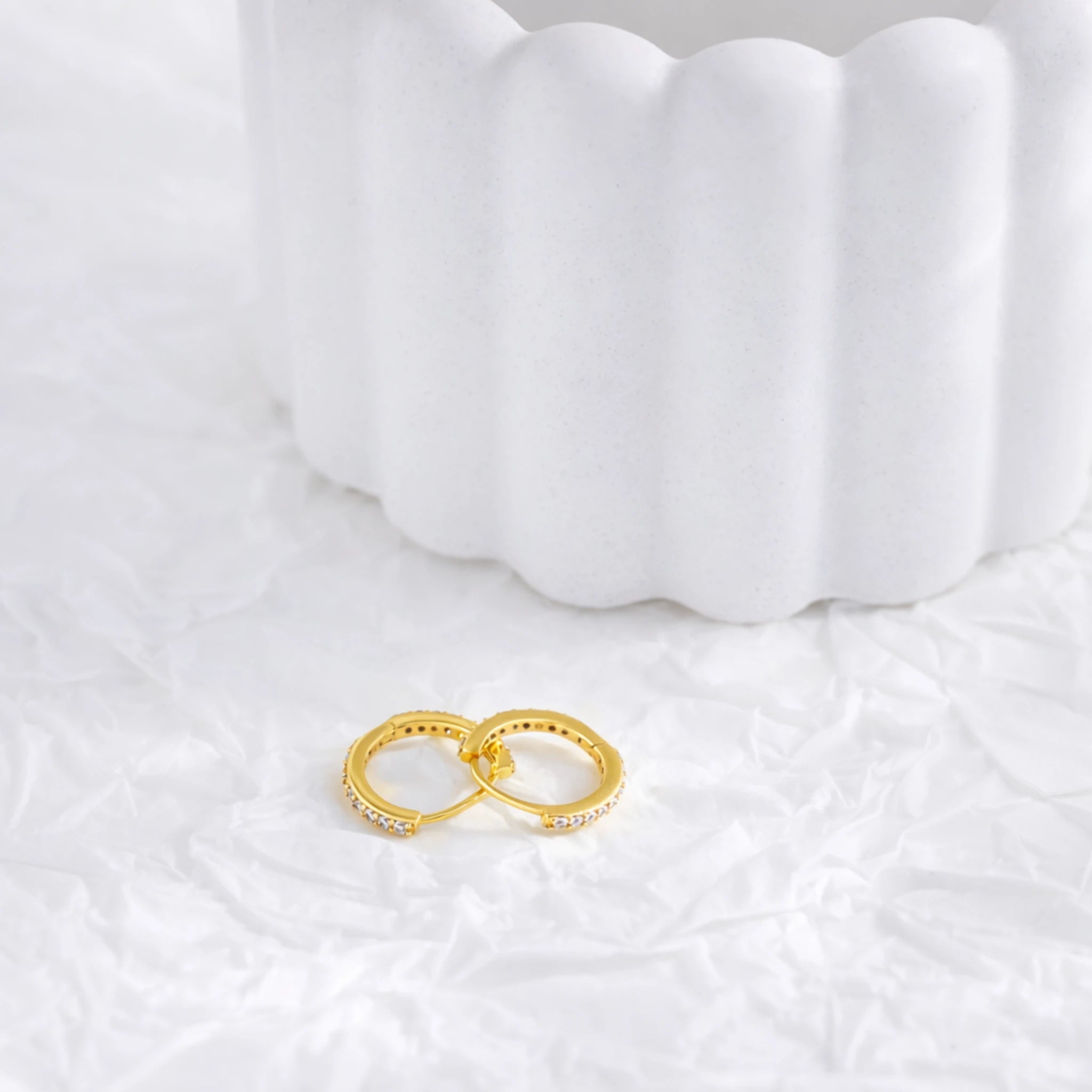 Sterling Silver CZ Huggie Hoop Earrings