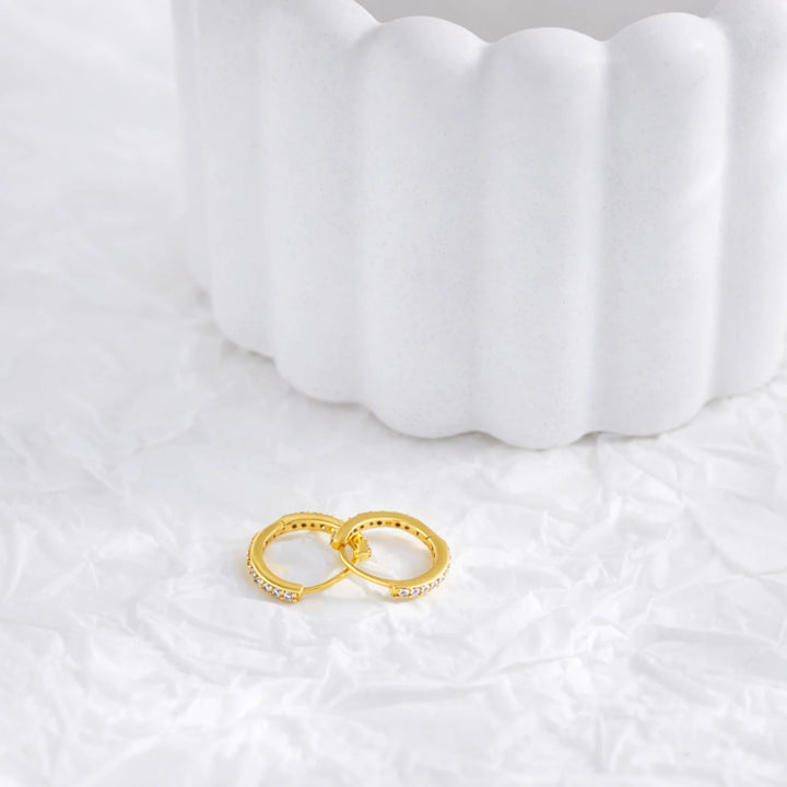 Sterling Silver CZ Huggie Hoop Earrings