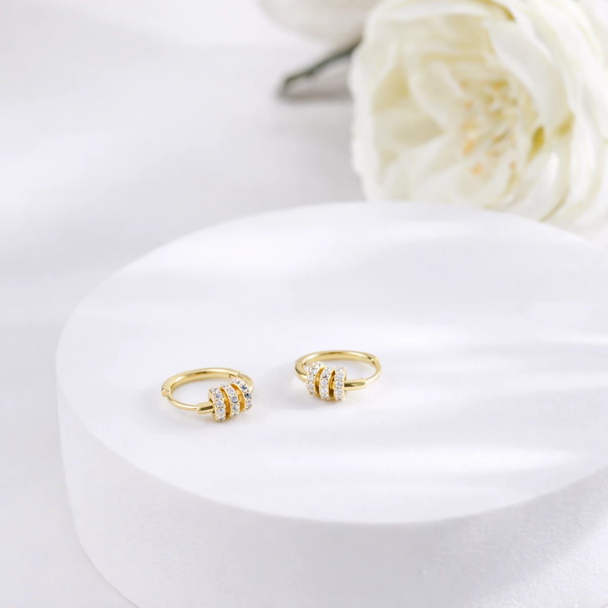 Sterling Silver CZ Dangle Huggie Hoop Earrings
