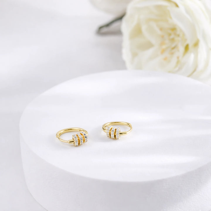 Sterling Silver CZ Dangle Huggie Hoop Earrings
