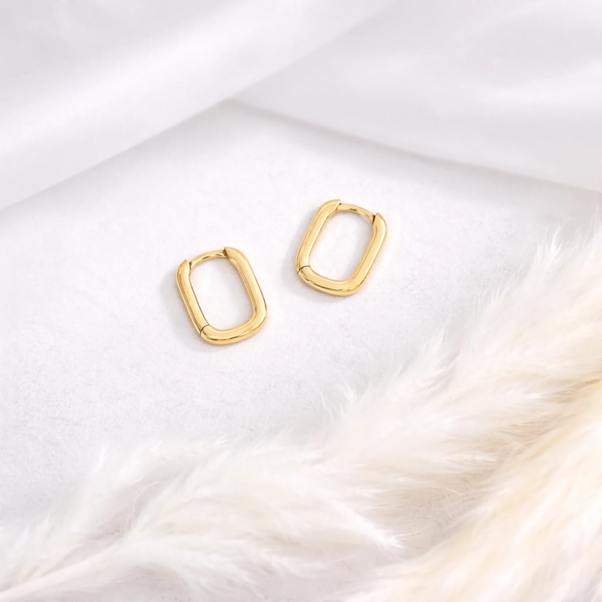 Sterling Silver Rectangular Huggie Hoop Earrings