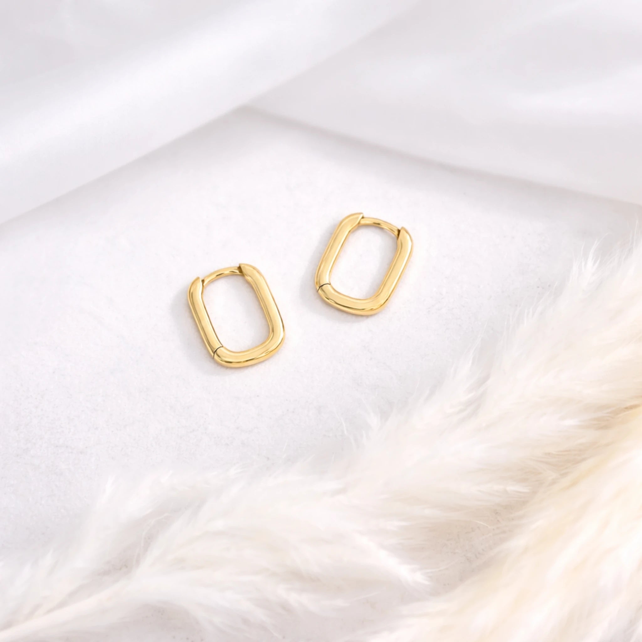 Sterling Silver Rectangular Huggie Hoop Earrings