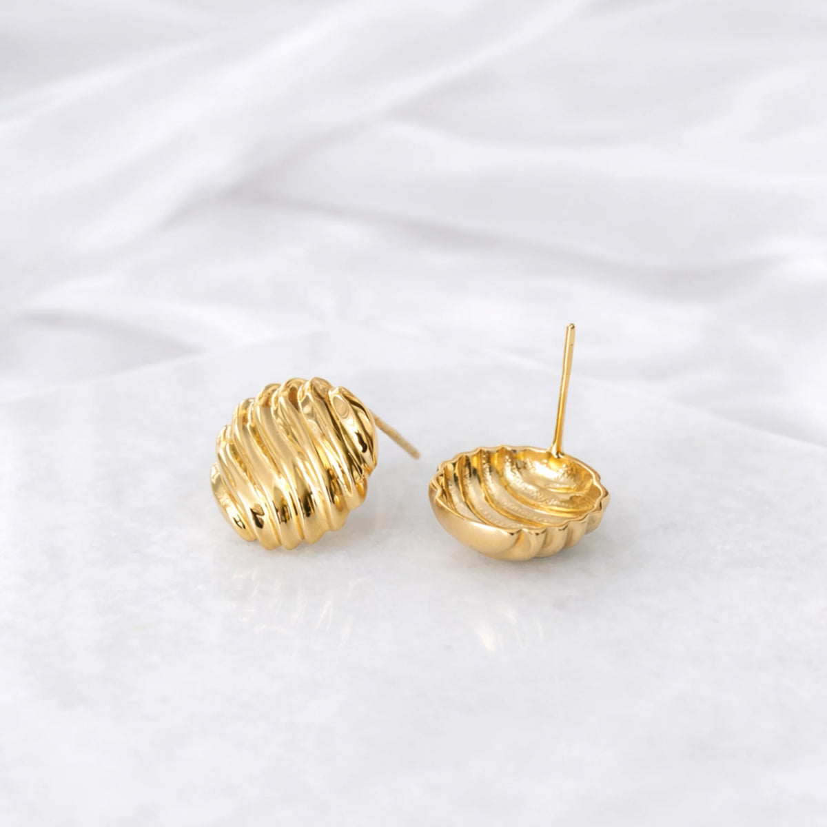 Sterling Silver Textured Round Stud Earrings