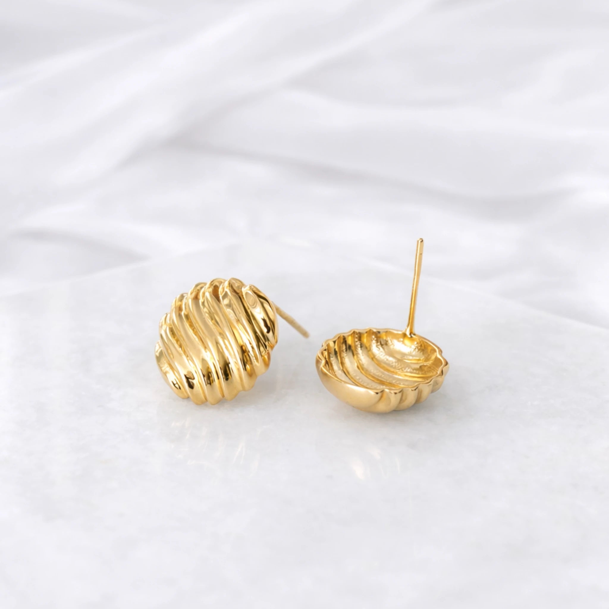 Sterling Silver Textured Round Stud Earrings