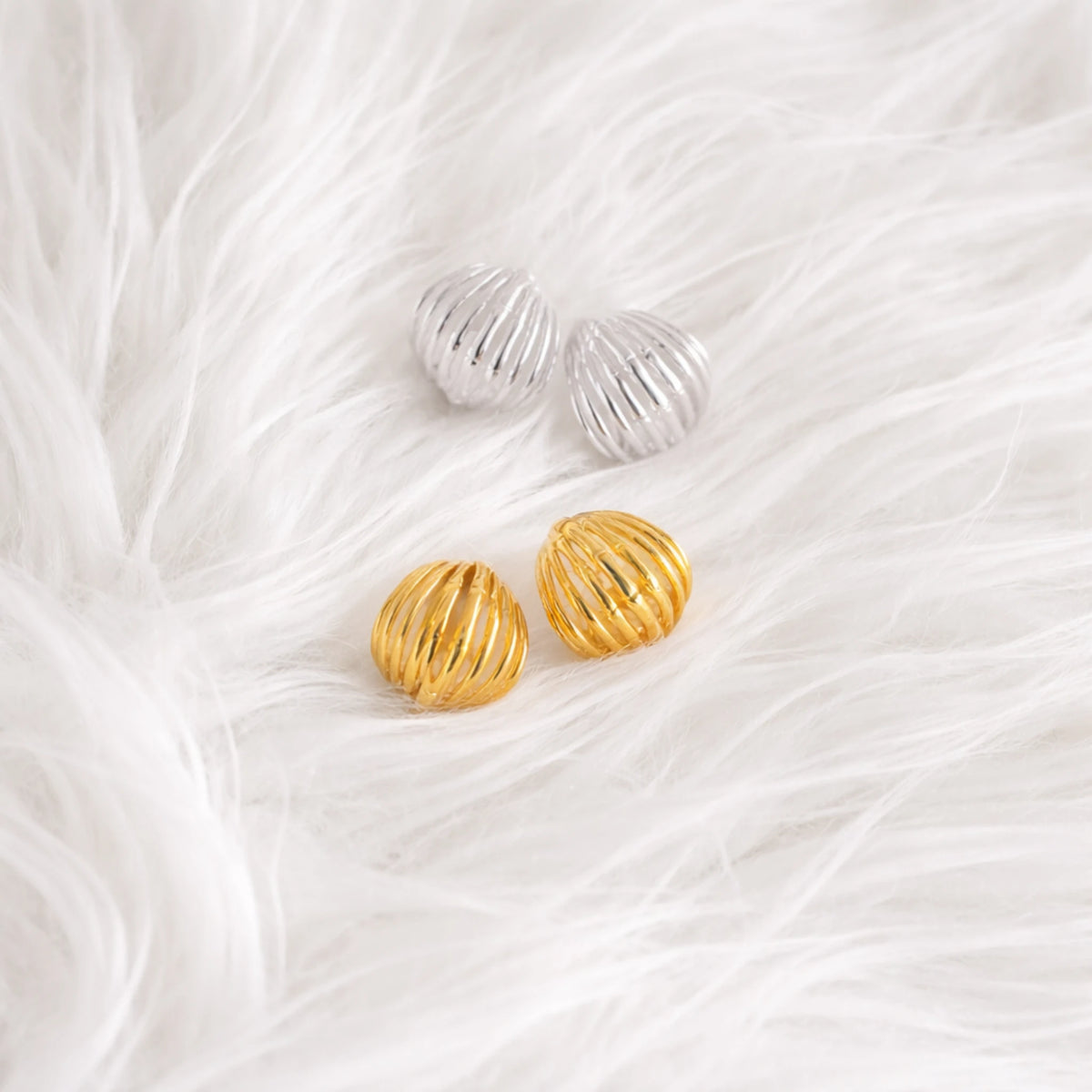 Sterling Silver Open Cage Hoop Earrings