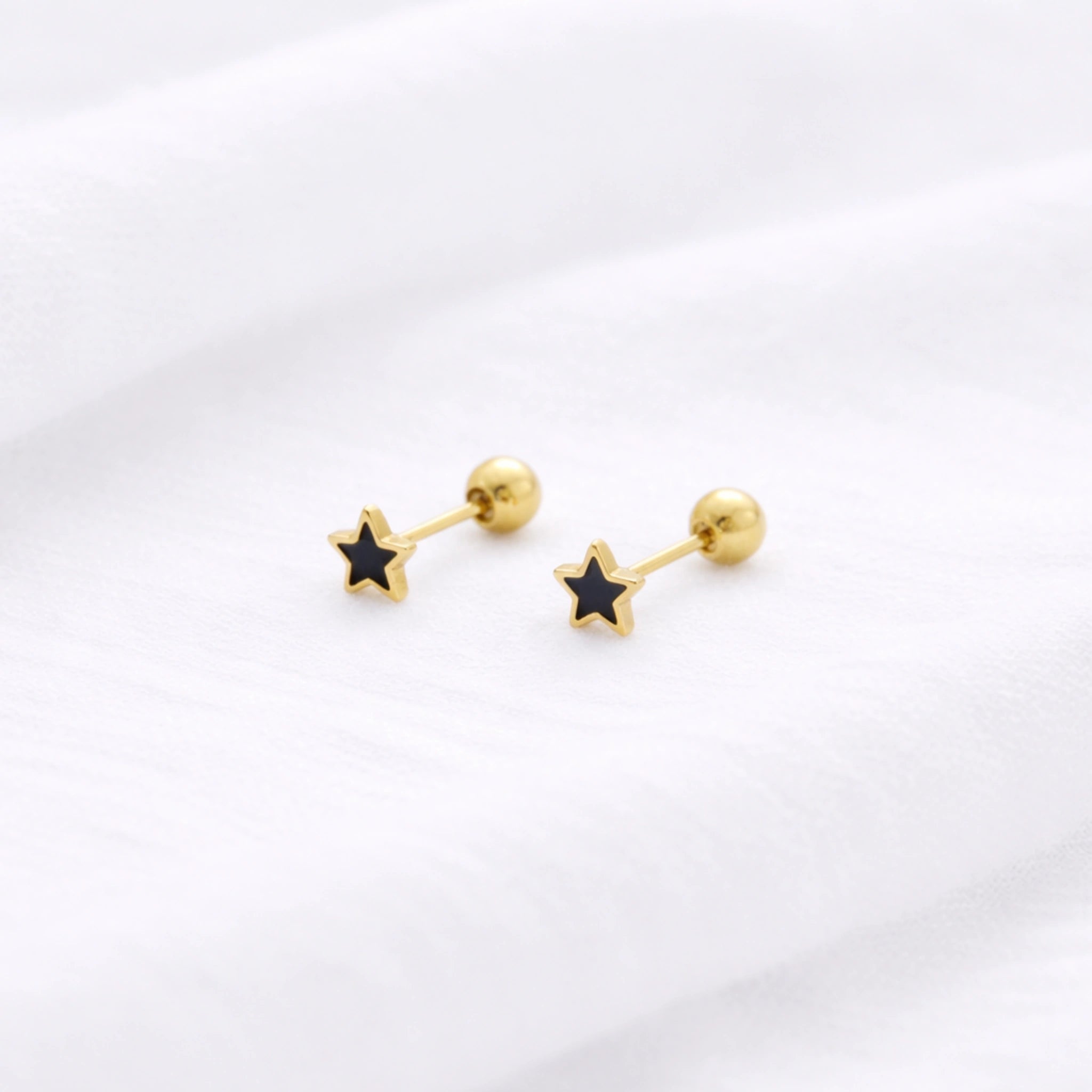Sterling Silver Black Star Stud Earrings