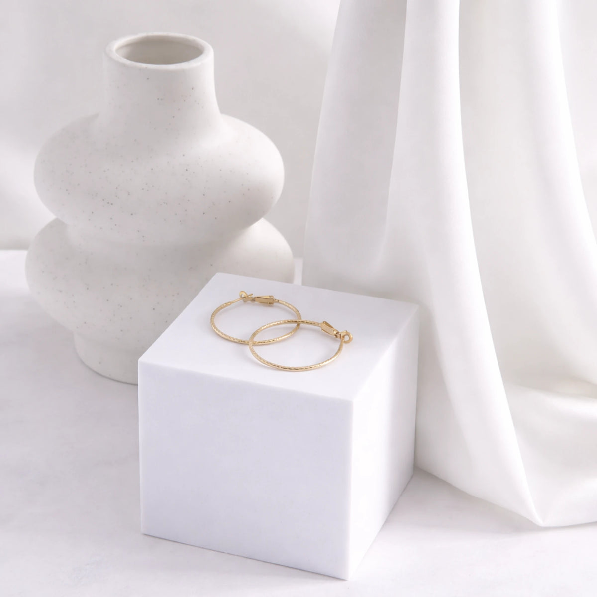 Sterling Silver Large Thin Hoop Earrings