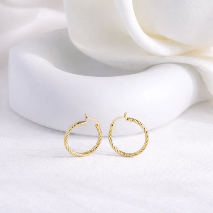 Sterling Silver Twisted Hoop Earrings