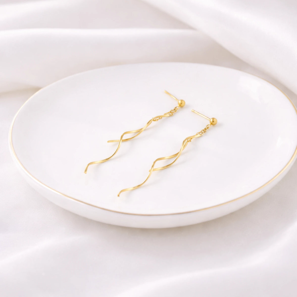 Sterling Silver Spiral Threader Drop Earrings