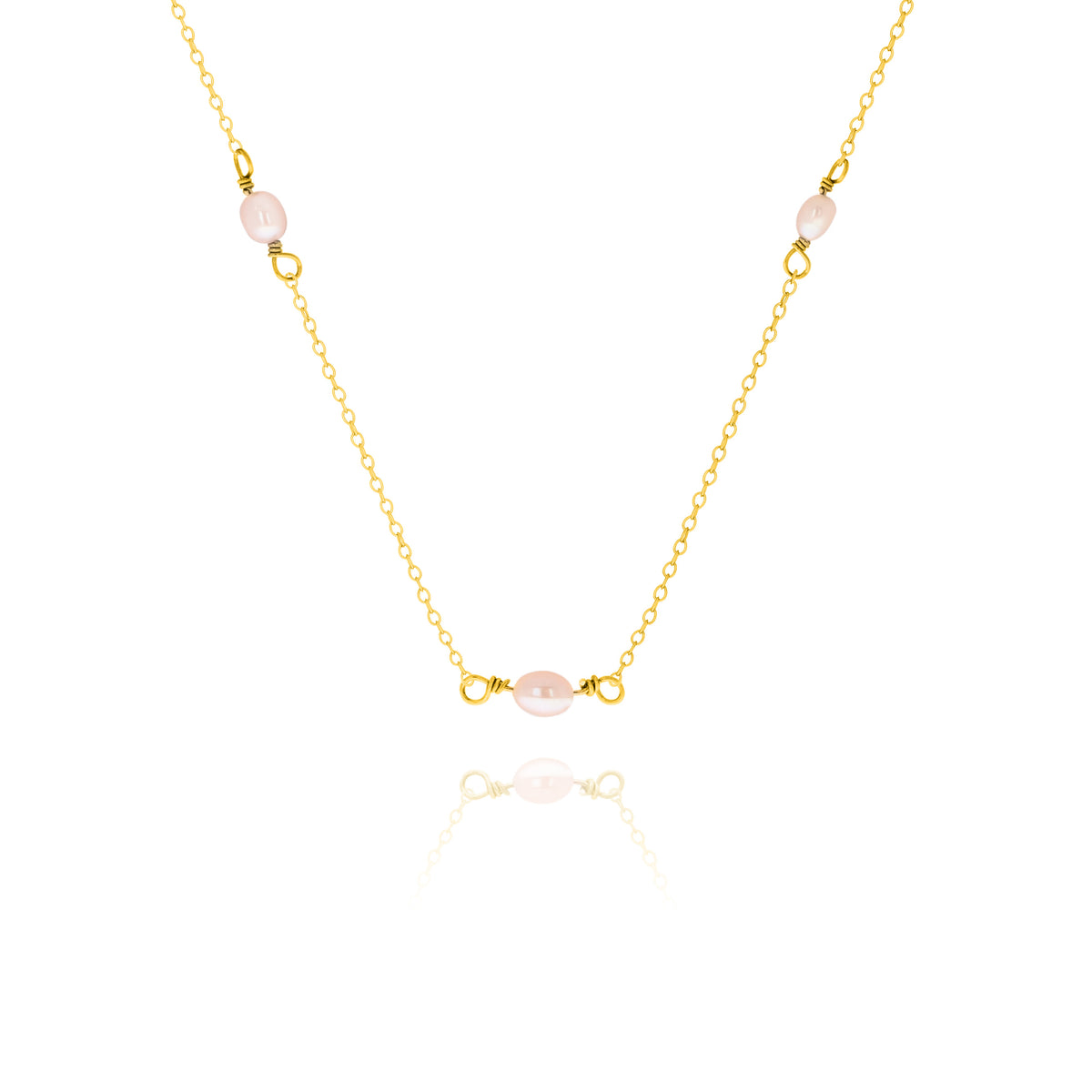 Peach Freshwater Pearl Necklace in Sterling Silver