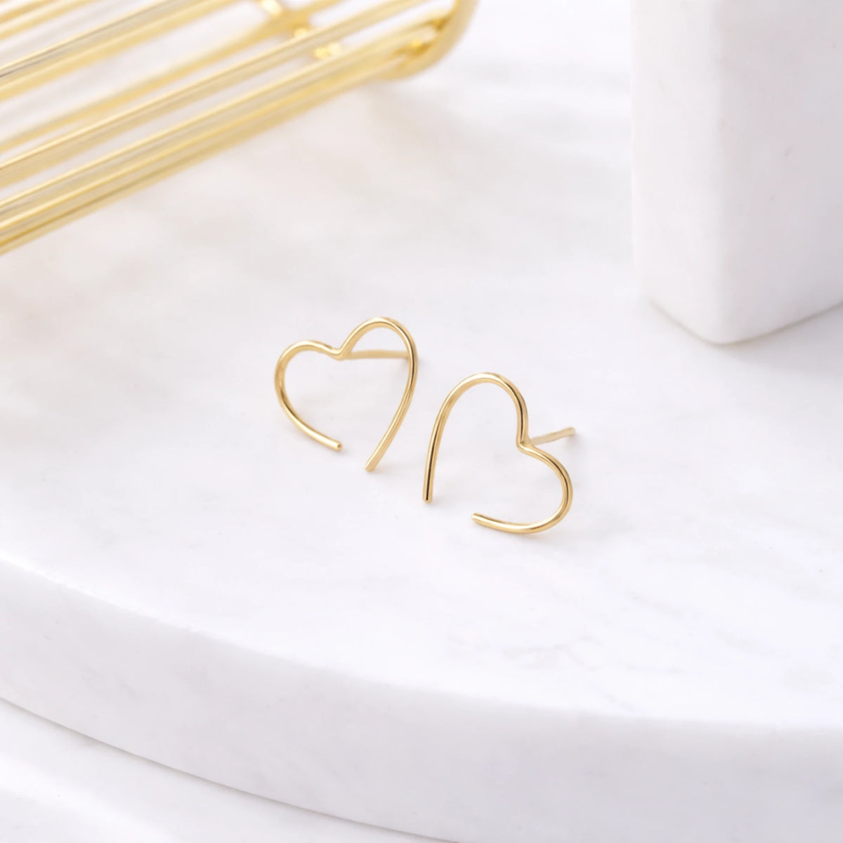 Sterling Silver Open Heart Stud Earrings
