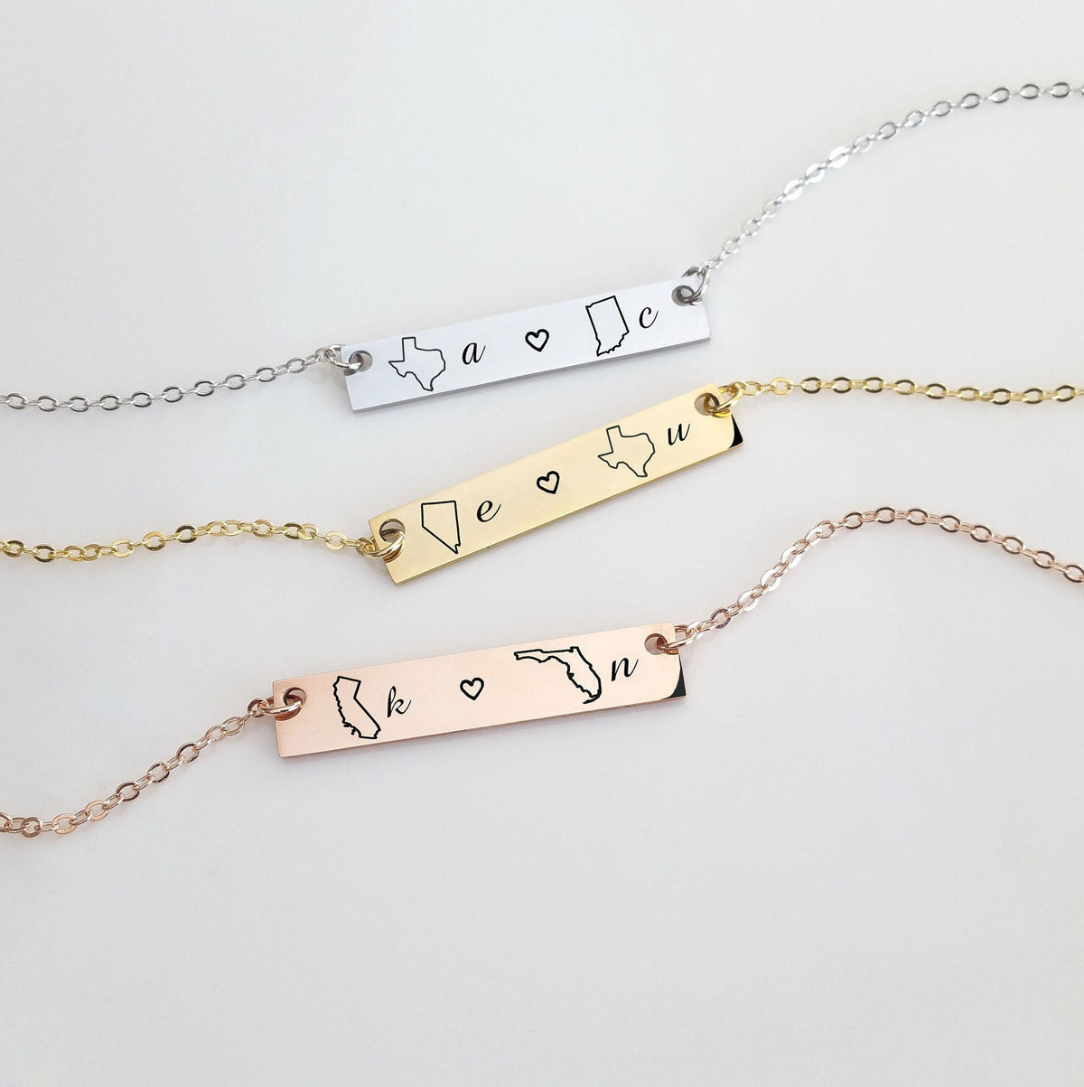 Long Distance States Necklace – Personalized Bar Necklace