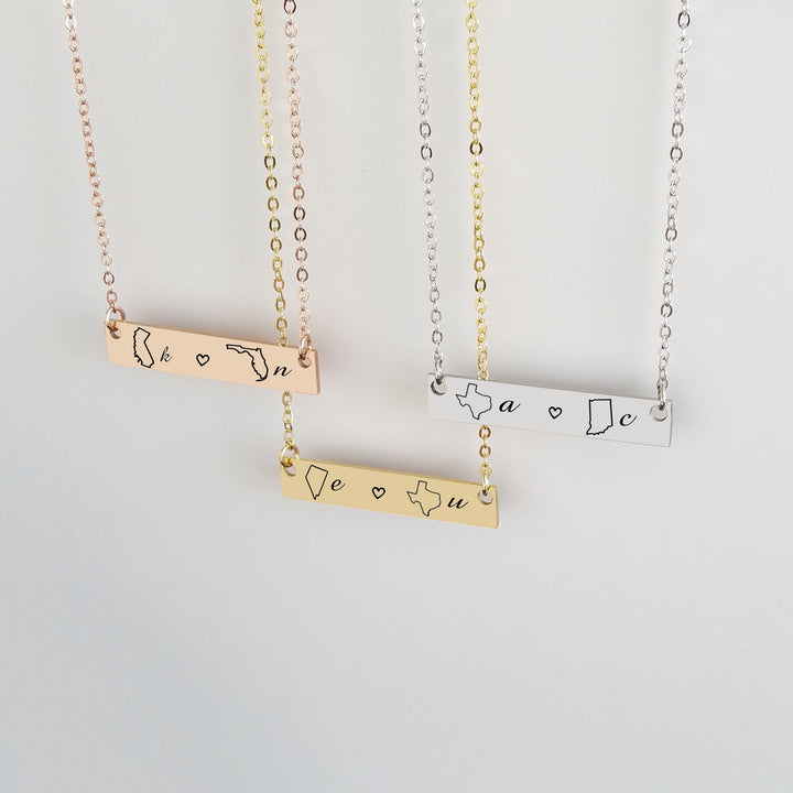 Long Distance States Necklace – Stay Connected Gift
