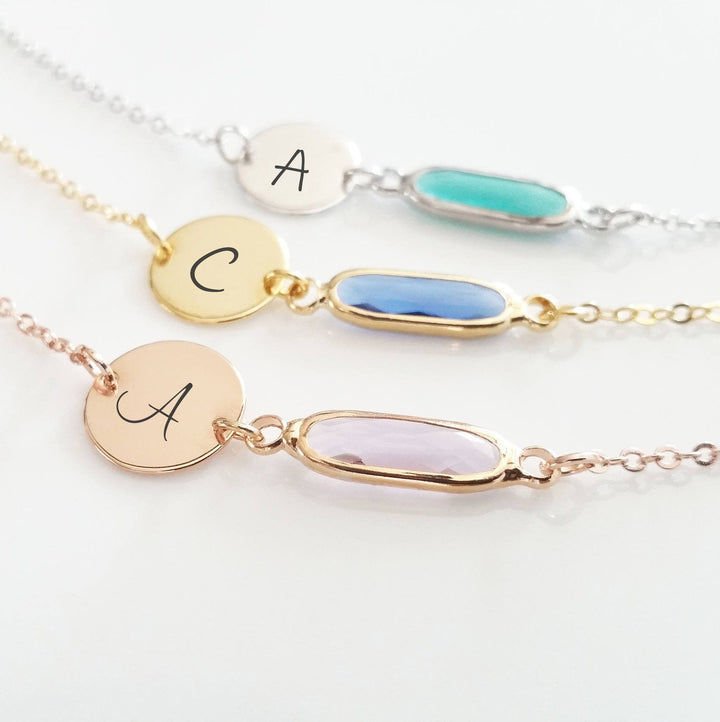 Chic Custom Birthstone Bracelet, Initial