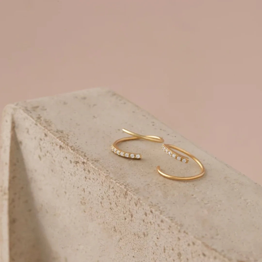 CZ Huggie Hoop Earrings in Sterling Silver