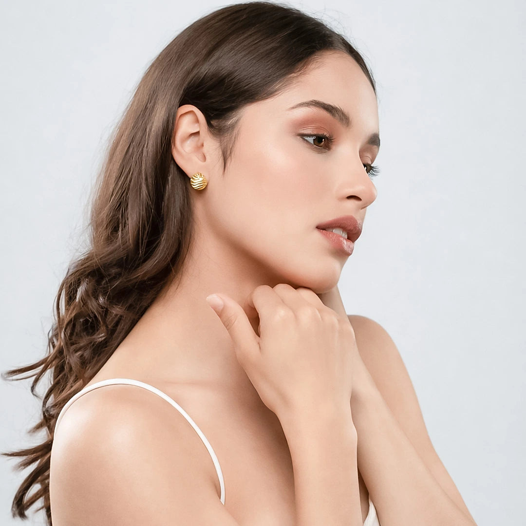 Sterling Silver Textured Round Stud Earrings