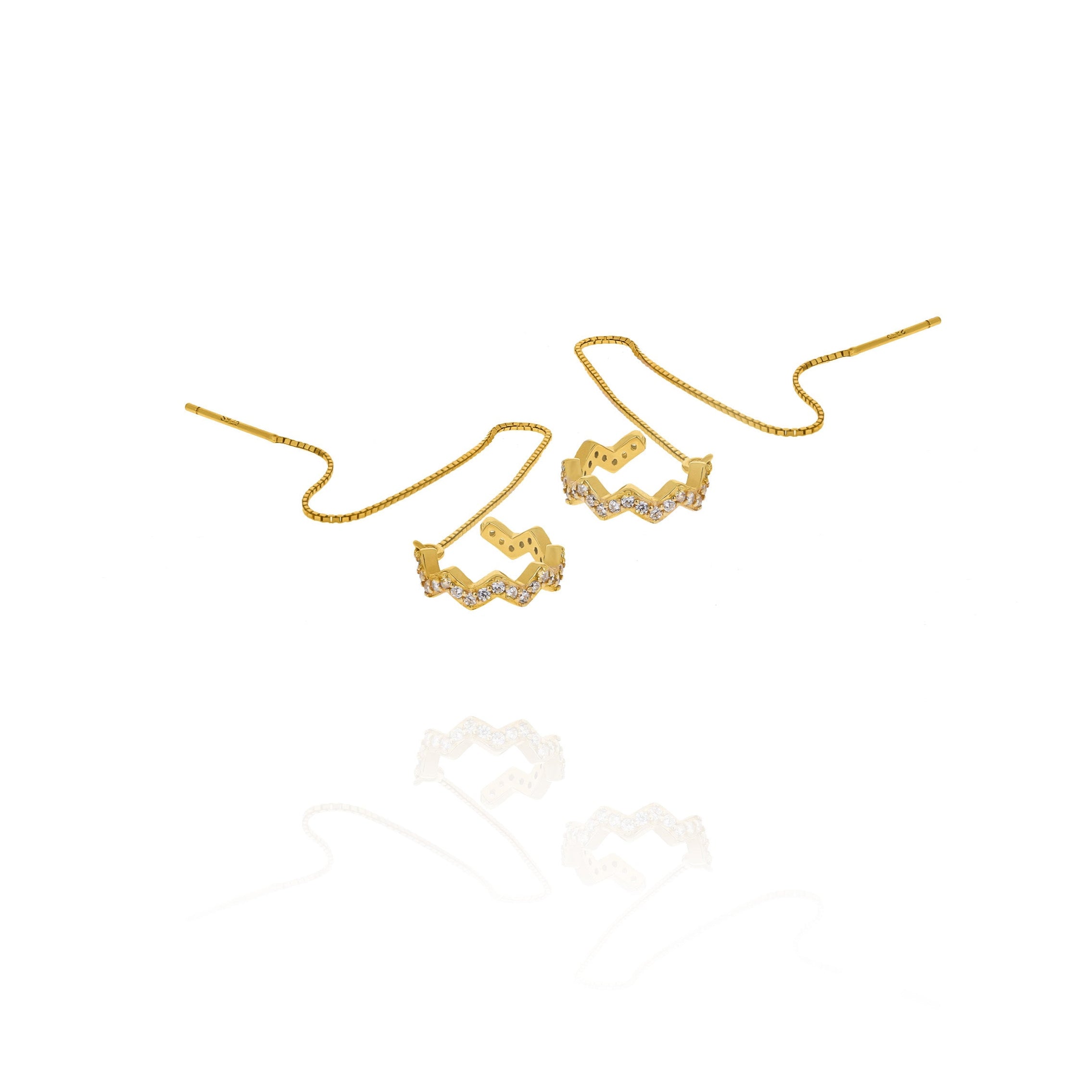 Ear Cuff with CZ diamond Chain Earrings