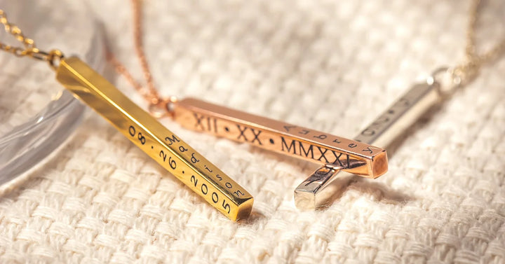 Engraved Vertical Bar Necklace .925 Sterling Silver