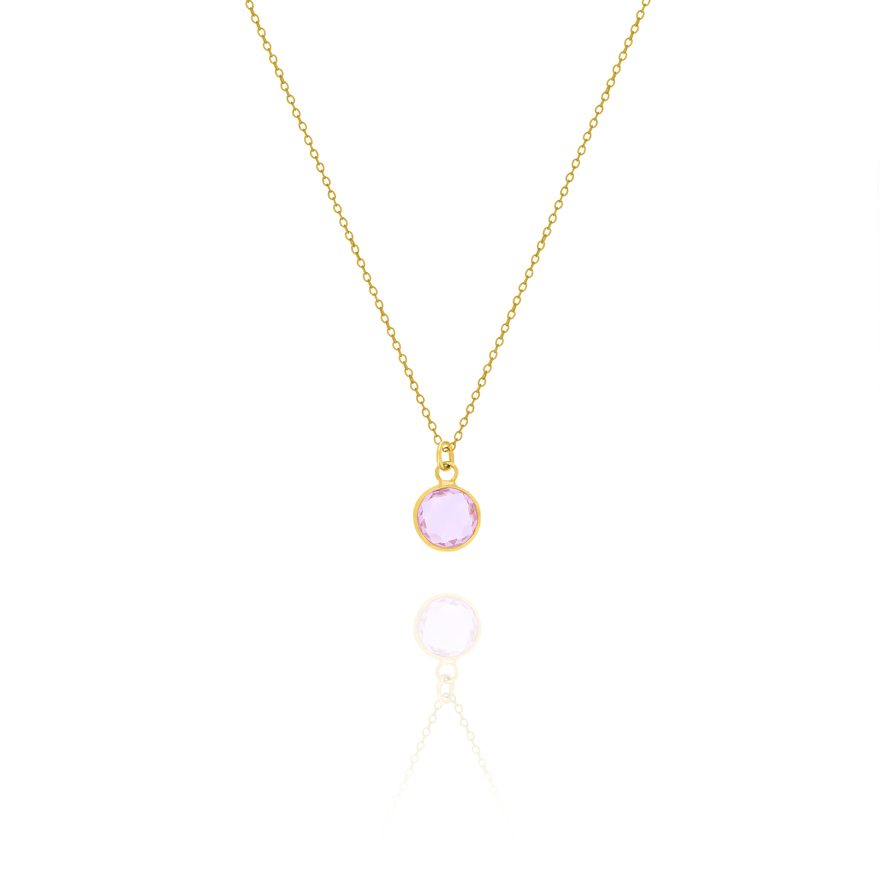 Personalized Round Birthstone Necklace