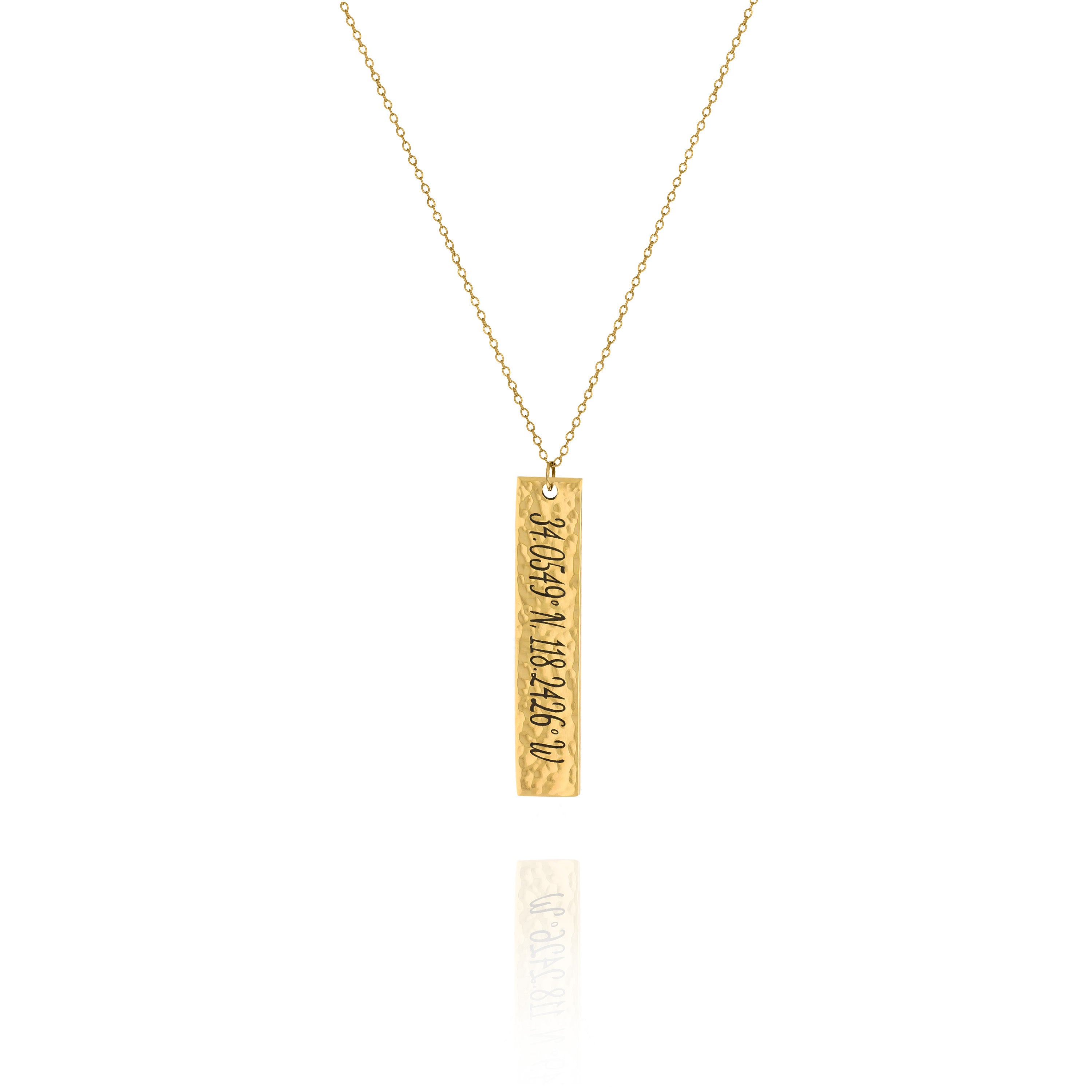 Personalized Hammered Vertical Bar Necklace